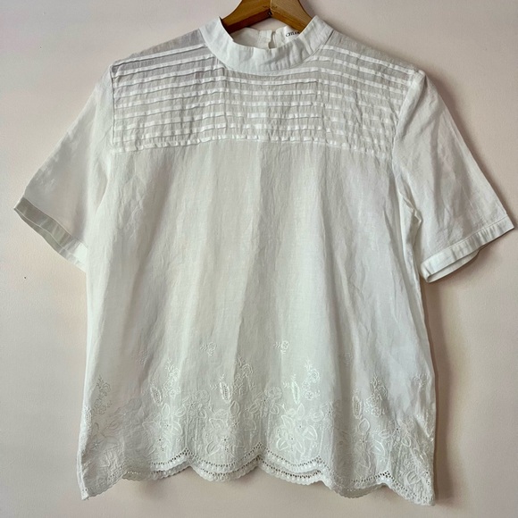 Chloe Stora Tops - Chloé Stora White Embroidered Cotton Blouse 38 Medium